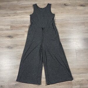 Uniqlo Women's Jumpsuit Ribbed Sleeveless Tie‎ Waist Casual Flowy S Gray